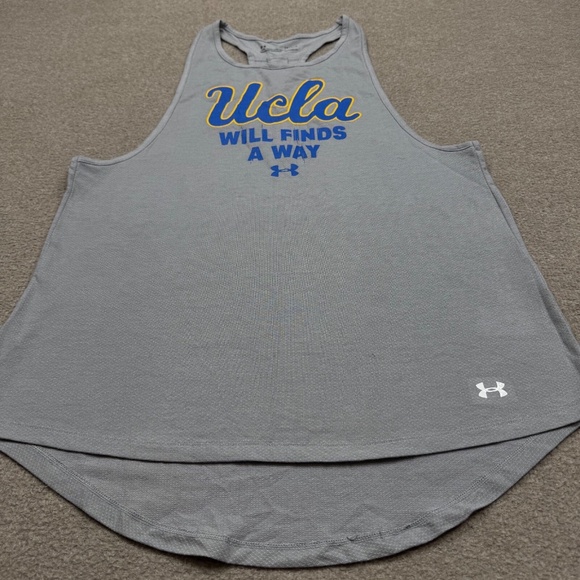 UCLA Bruins Tank Top Women's Size L Gray Sleeveless Under Armour UA Graphic Tee - Picture 2 of 8